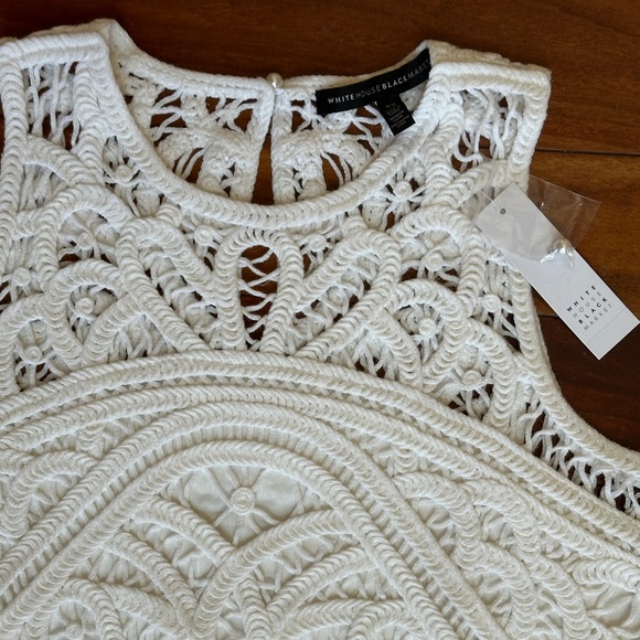 WHITE HOUSE BLACK MARKET CROCHET SLEEVELESS TANK TOP:NWT SOFT WHITE  XS - Picture 3 of 14